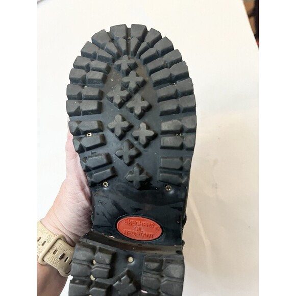 RARE VTG Skechers Chunky Platform Combat Leather Boots 8.5 90s Y2K Black Women - Picture 5 of 7